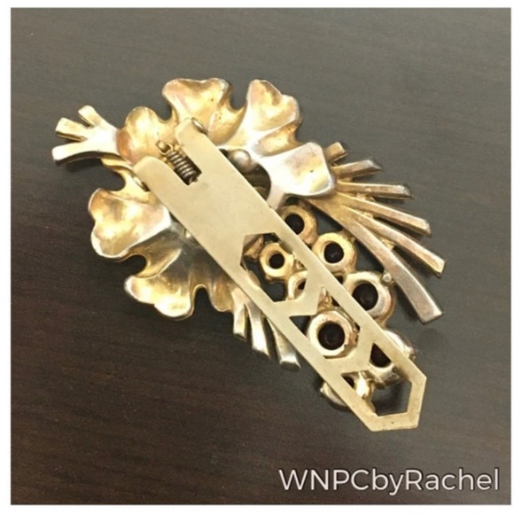 1930s Garnet Crystal Art Nouveau Large Dress Clip - Picture 3 of 5